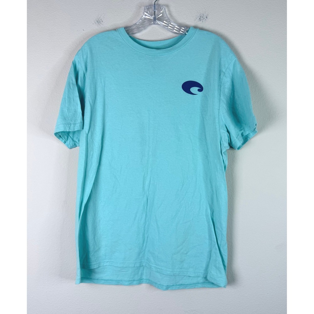 Costa T-Shirt Mens M Del Mar Marlin Graphic Short Sleeve Turquoise Blue Cotton